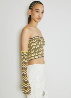 Wave Knit Bandeau Top With Glove Set