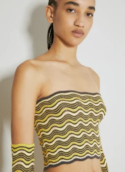 Wave Knit Bandeau Top With Glove Set