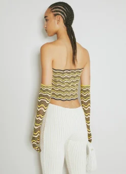 Wave Knit Bandeau Top With Glove Set