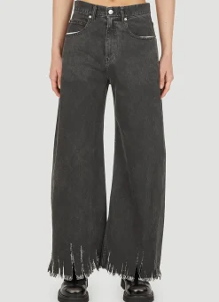 Wide Leg Raw Hem Jeans