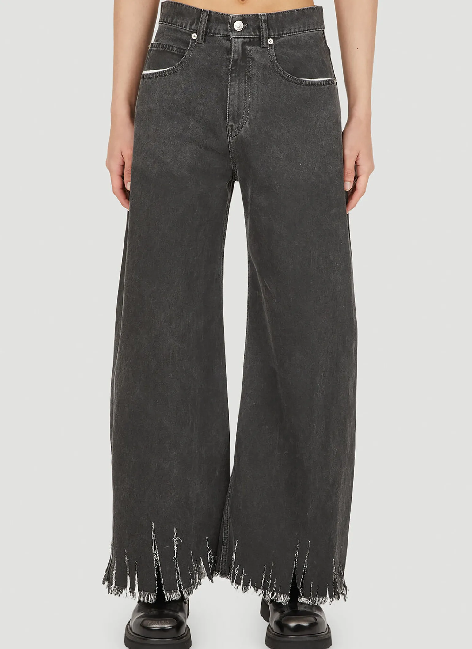 Wide Leg Raw Hem Jeans