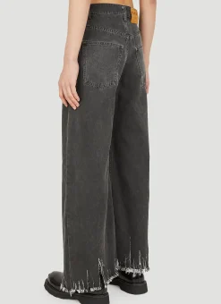 Wide Leg Raw Hem Jeans