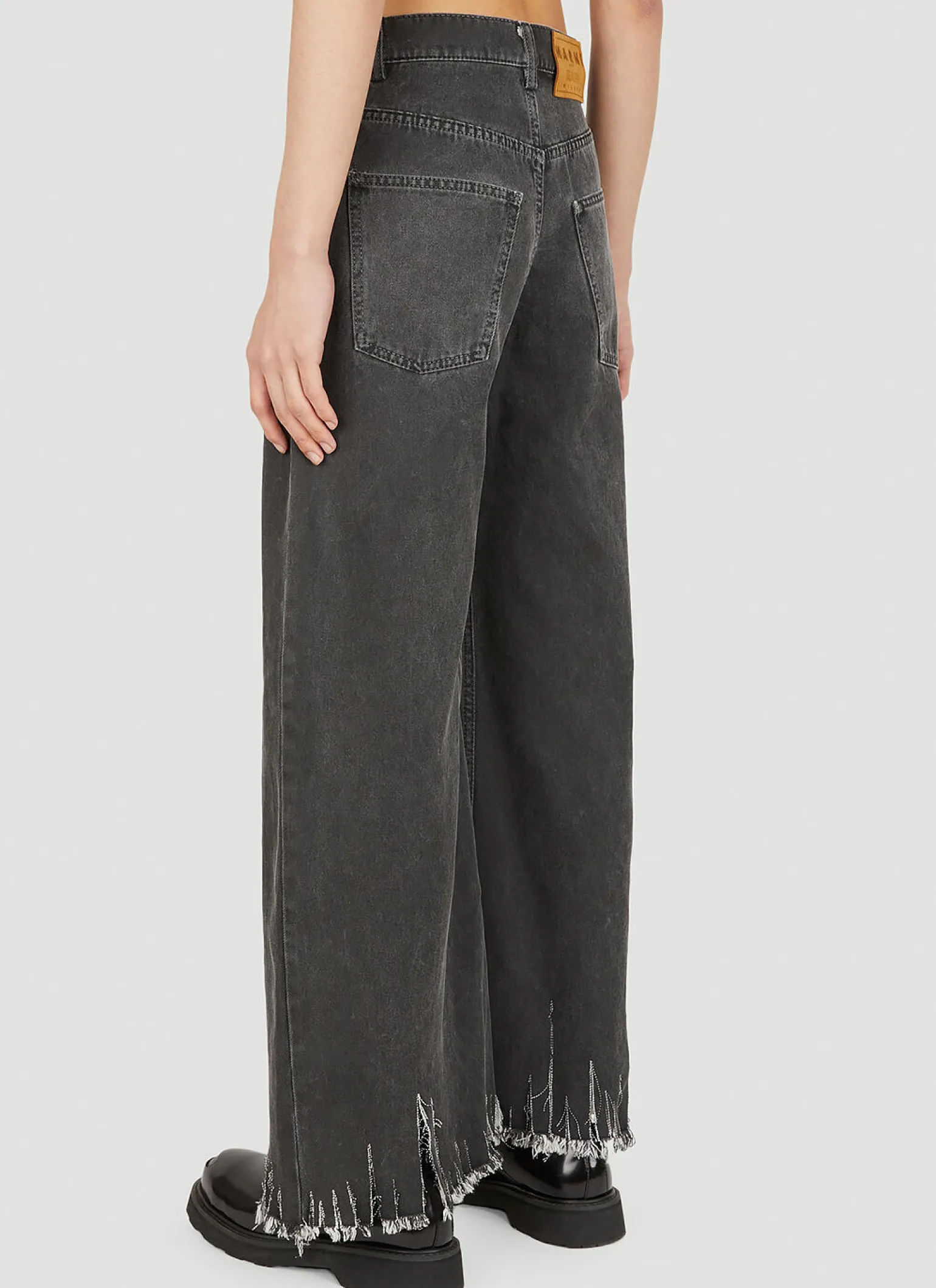 Wide Leg Raw Hem Jeans
