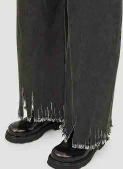 Wide Leg Raw Hem Jeans