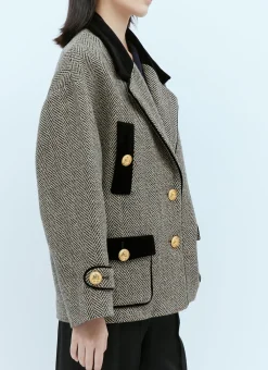 Wool Boucle Herringbone Jacket