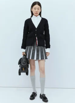 Wool Pinstripe Pleated Skirt