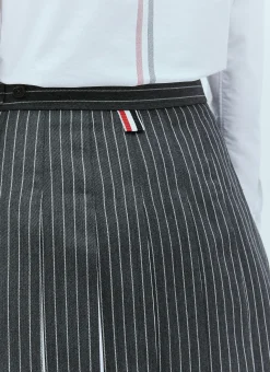 Wool Pinstripe Pleated Skirt