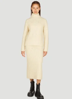 Wool Rib Midi Skirt