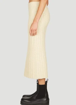 Wool Rib Midi Skirt
