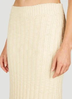 Wool Rib Midi Skirt