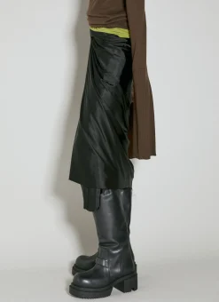 Wrap Satin Midi Skirt