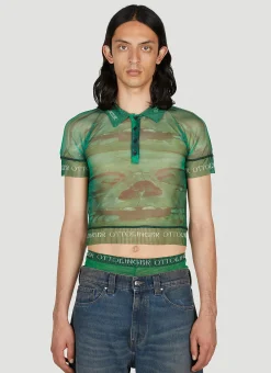 X Brook Hsu Mesh Polo Top