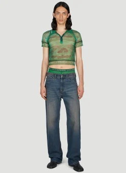 X Brook Hsu Mesh Polo Top
