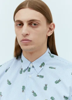 X Lacoste Stripe-And-Logo Print Shirt
