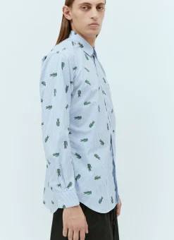 X Lacoste Stripe-And-Logo Print Shirt