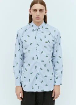 X Lacoste Stripe-And-Logo Print Shirt