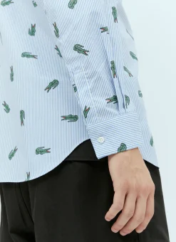 X Lacoste Stripe-And-Logo Print Shirt