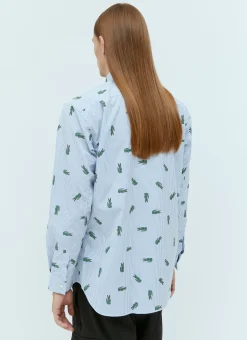 X Lacoste Stripe-And-Logo Print Shirt