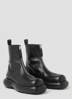 Zip Up Leather Ankle Boots