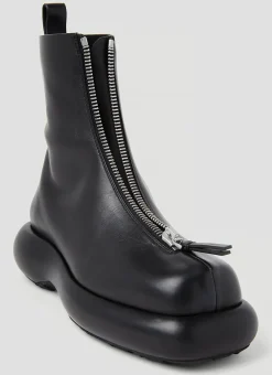 Zip Up Leather Ankle Boots