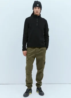 Zip-Up Compass Patch Knit Sweater