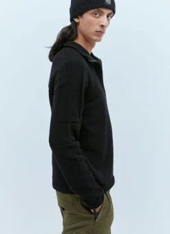 Zip-Up Compass Patch Knit Sweater