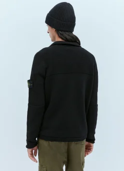 Zip-Up Compass Patch Knit Sweater