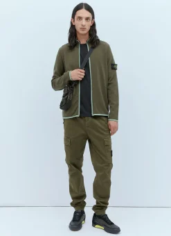 Zip-Up Compass Patch Knit Sweater
