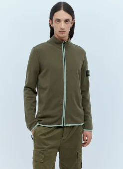 Zip-Up Compass Patch Knit Sweater