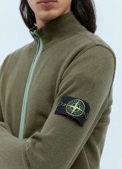 Zip-Up Compass Patch Knit Sweater